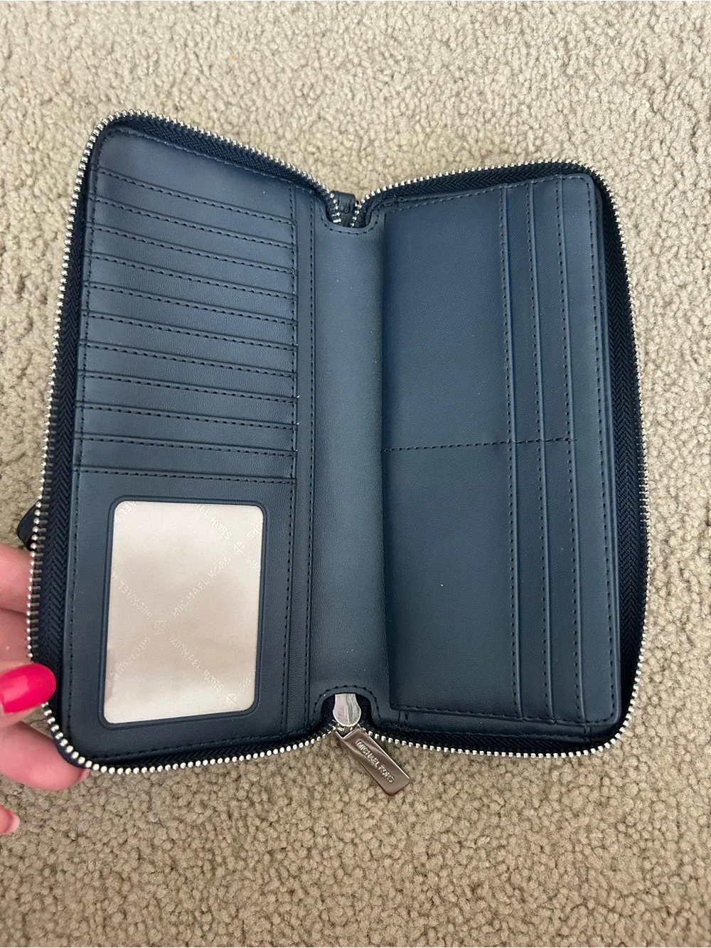 Michael Kors Navy MK Logo Backpack with Matching Wallet